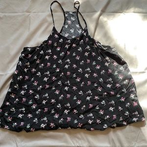a-line black & floral tank
